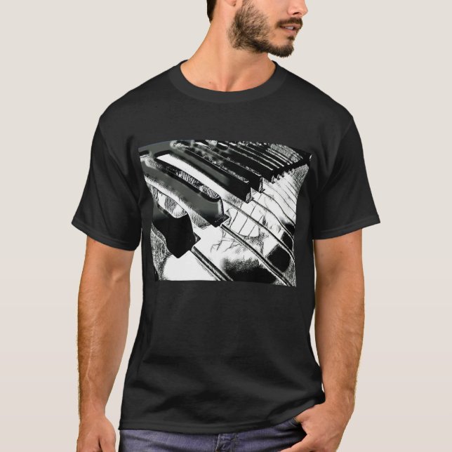 T-shirt Le piano verrouille le noir de cadeau de musique (Devant)