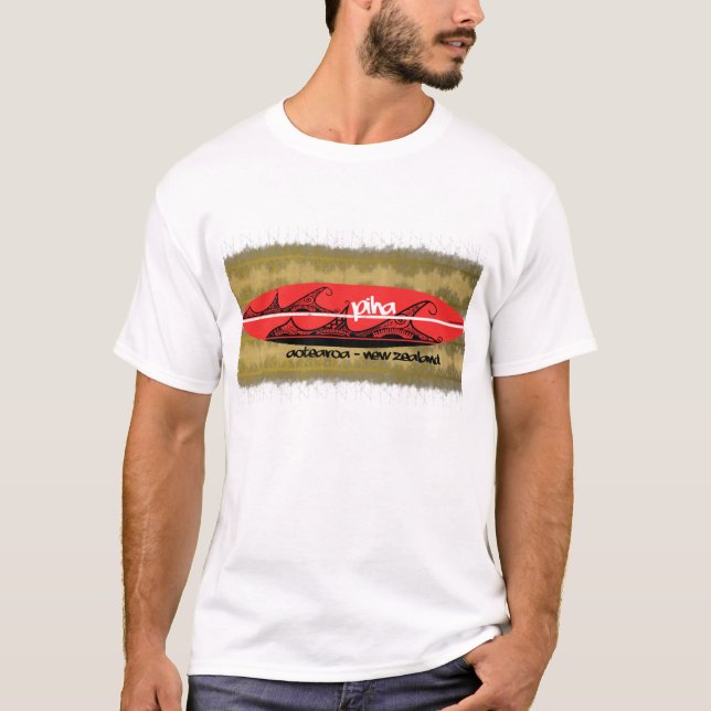 T-shirt le piha ondule la planche de surf (Devant)