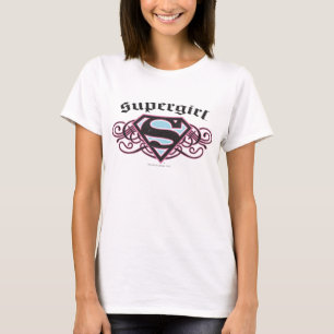 T-shirt Le Pin de Supergirl dépouille le noir et le rose