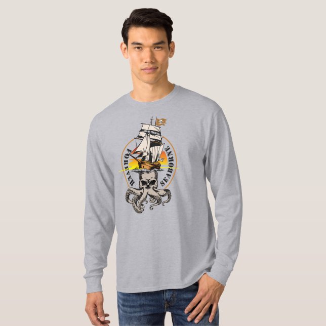 T-shirt Le pirate de Seaborne (texte noir) | Homme Long Sl (Devant entier)