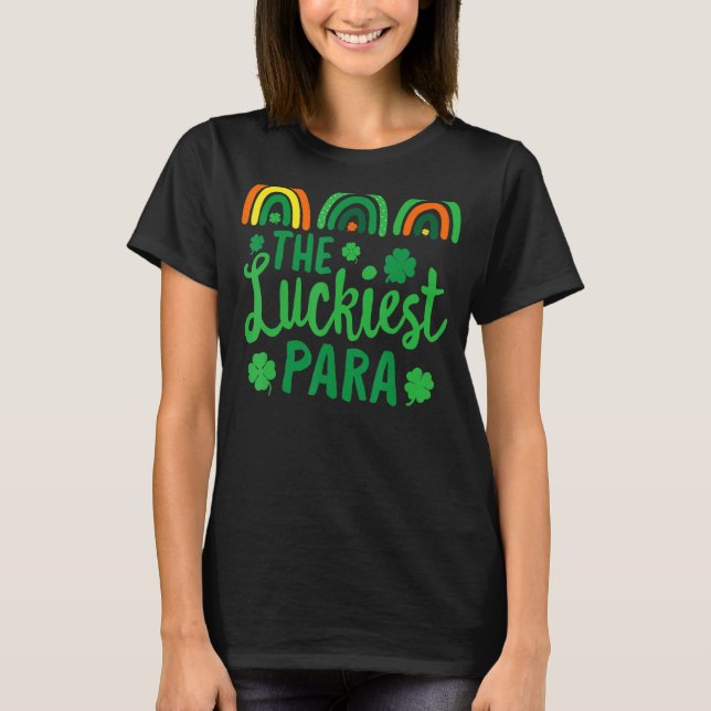 T-shirt Le plus chanceux Para Enseignant St Patrick's Day  (Devant)