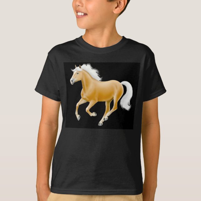 T-shirt Le poney de palomino de Haflinger badine le (Devant)