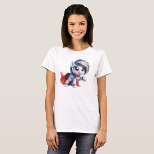 T-shirt Le poney héroïque à la crinière argentée.
