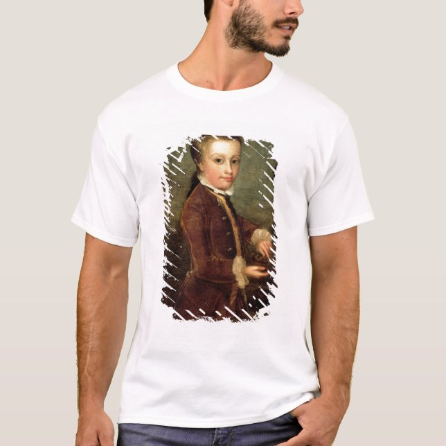T-shirt Le portrait de Wolfgang Amadeus Mozart a vieilli (Devant)