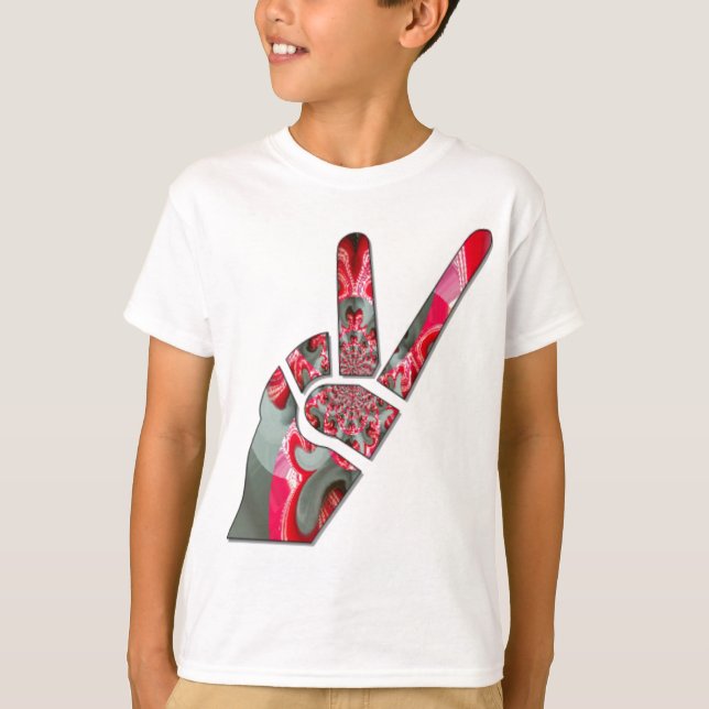 T-shirt Le pouvoir dans la paume : le salut à deux doigts (Devant)
