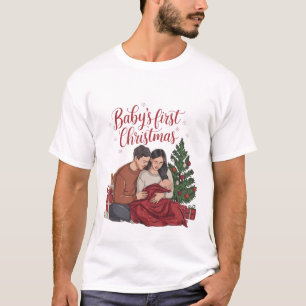 T-shirt Le premier Noël de bébé Nouvel an bébé Couples Fêt