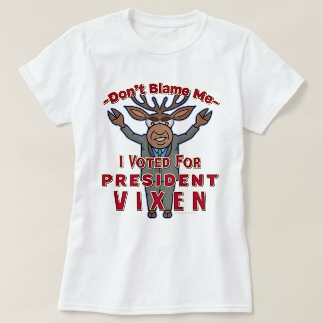 T-shirt Le Président drôle Vixen Reindeer Election de Noël (Design devant)