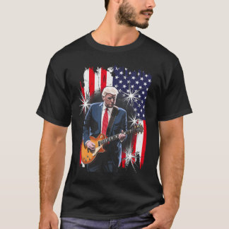 T-shirt Le Président Trump Joue De La Guitare Avec Le Drap