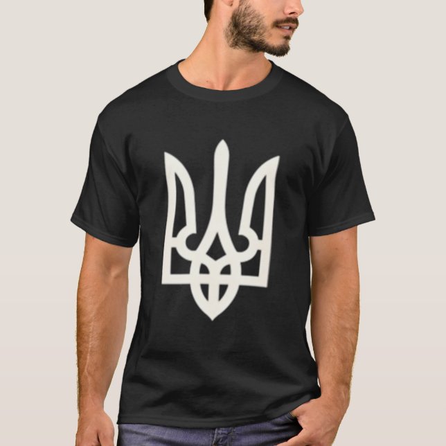 T-shirt Le président Volodymyr Zelensky, le trident ukrain (Devant)