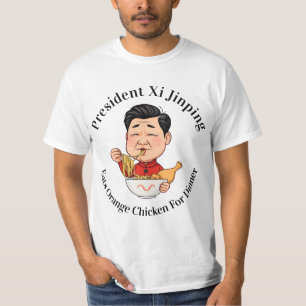 T-shirt Le Président Xi Jinping Mange Du Poulet Orange