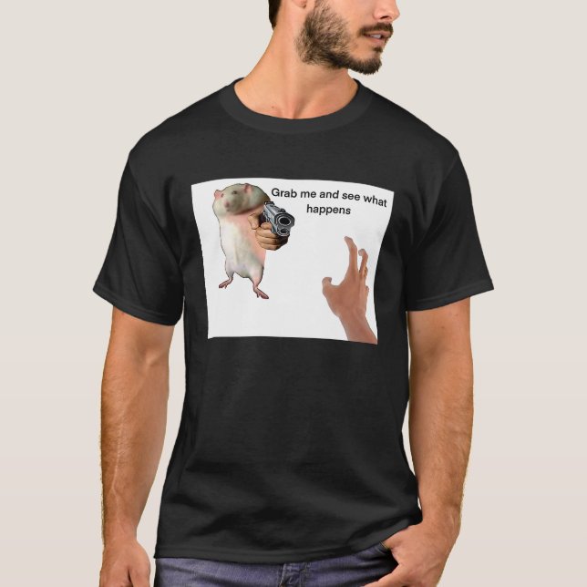 T-shirt Le rat gras mignon est attrapé mème (Devant)