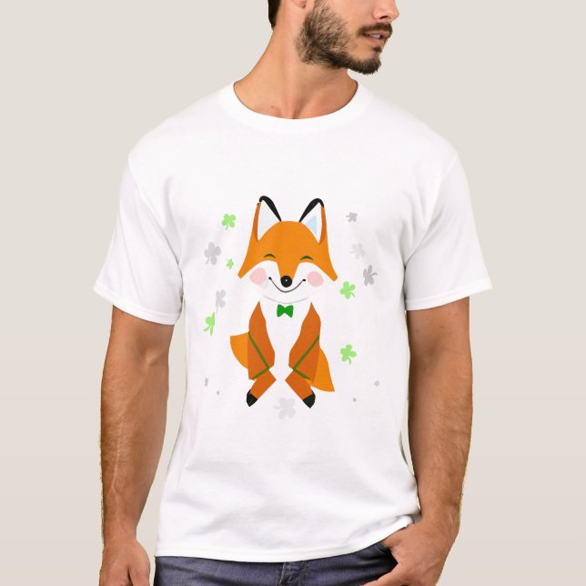 T-shirt le renard de la Saint-Patrick en costume (Devant)