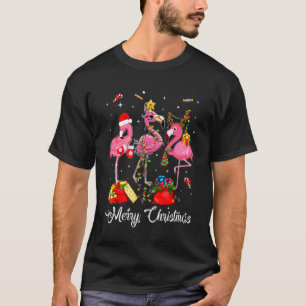 T-shirt Le renne rose du Flamant rose Santa Hat Funny Joye