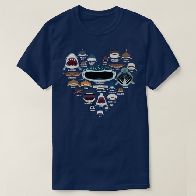 T-shirt Le requin fait face à la baleine Fin de requin (Design devant)