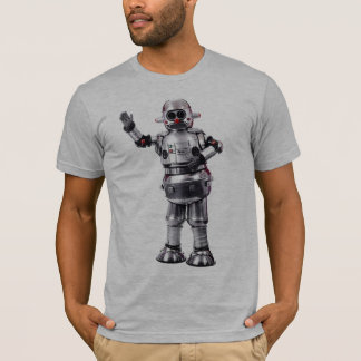 T-shirt Le rétro gris vintage de robot a semi adapté le