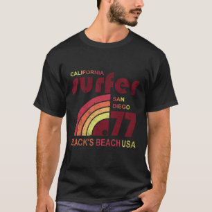T-shirt Le rétro surf noircit la plage la Californie