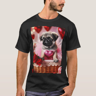 T-shirt Le rêve de la Saint-Valentin de Tiny Pug dans un m