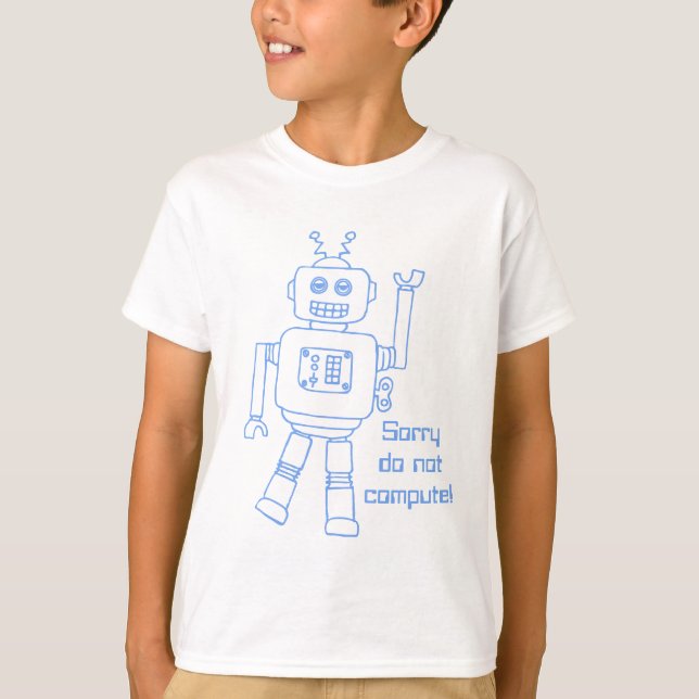 T-shirt Le robot ne calculent pas ! l'amusement bleu (Devant)