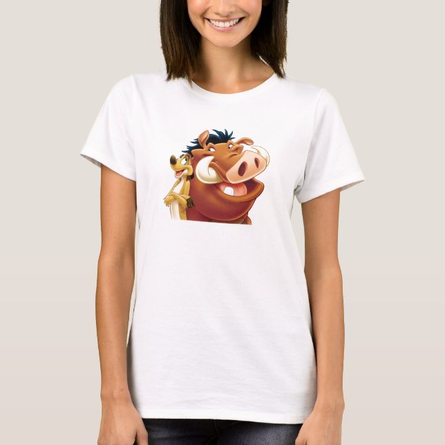 T-shirt Le roi Lion Timon et Pumba souriant Disney (Devant)