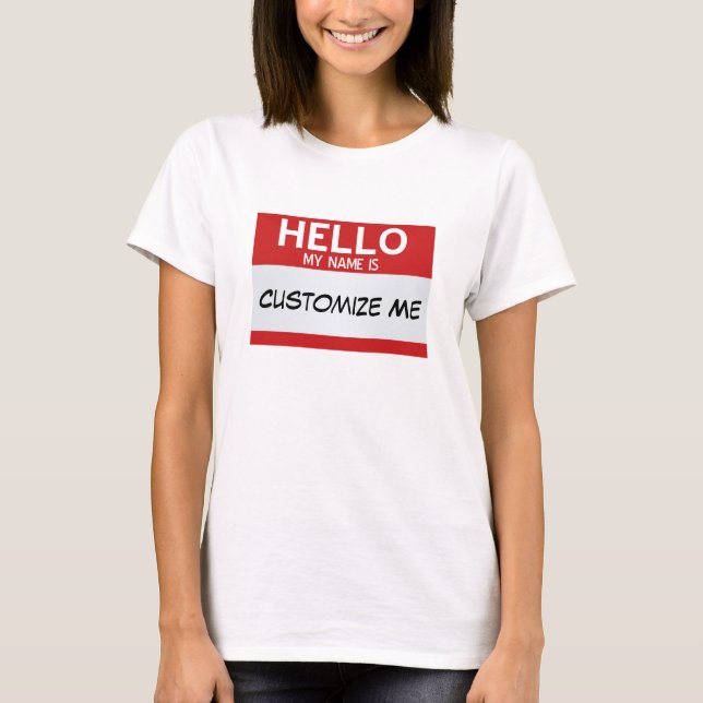 T-shirt Le rouge bonjour mon nom est… personnalisable (Devant)