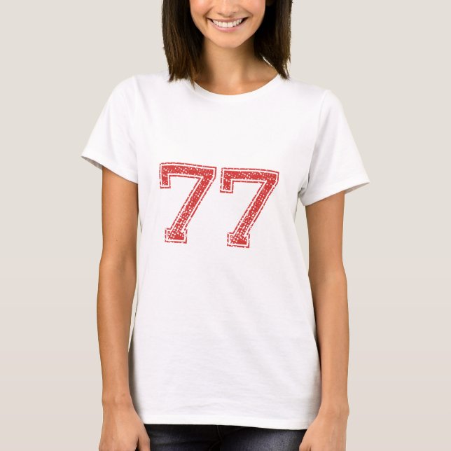 T-shirt Le rouge folâtre Jerzee le numéro 77 (Devant)