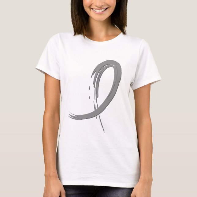 T-shirt Le ruban gris A4 de la tumeur cérébrale (Devant)