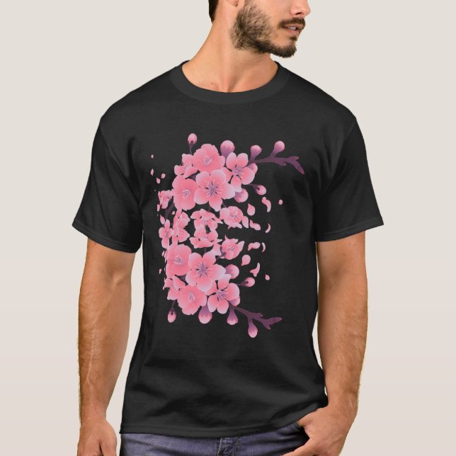 T-shirt Le Sakura japonais en fleurs de cerisiers tendance (Devant)