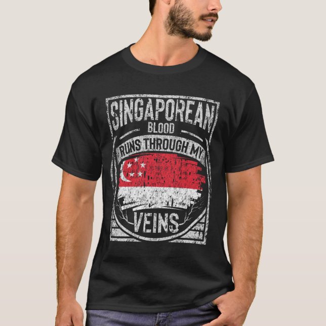 T-shirt Le Sang De Singapour Traverse Mes Veines (Devant)