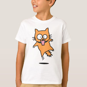 T-shirt Le saut orange tigré effrayé de chat a étonné
