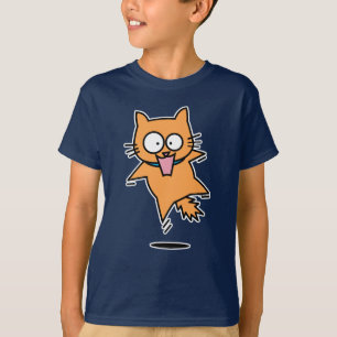 T-shirt Le saut orange tigré effrayé de chat a étonné