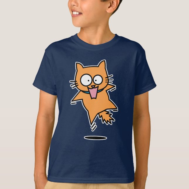 T-shirt Le saut orange tigré effrayé de chat a étonné (Devant)