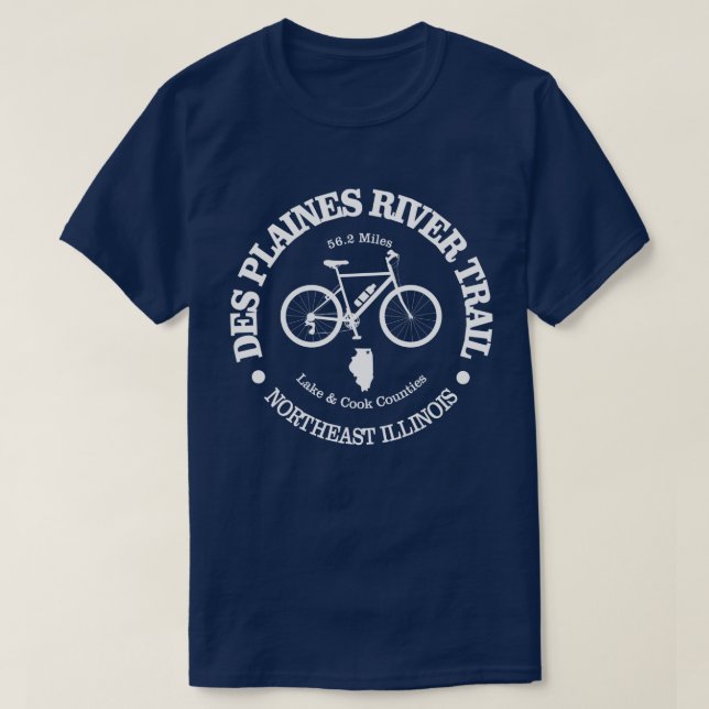T-shirt Le sentier de la rivière Des Plaines (cyclisme) (Design devant)
