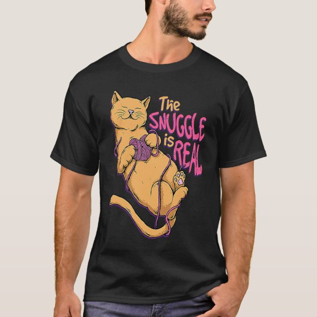 T-shirt Le serpent Est Véritable Crochet Tricot Chat Knitt (Devant)