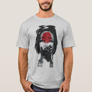 T-shirt Le Silence de la Geisha : Art à l'encre rouge et n