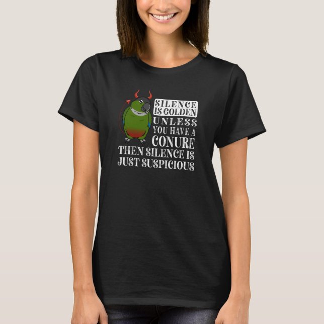 T-shirt Le Silence Est Parrot D'Or I Green Cheek Conure (Devant)