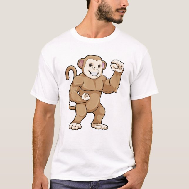 T-shirt Le singe comme culturiste au Bodybuilding (Devant)