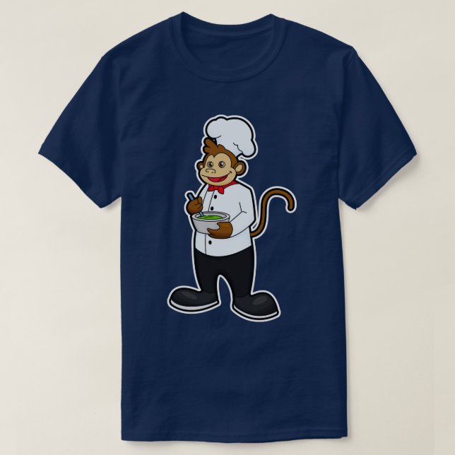 T-shirt Le singe cuire avec le bol (Design devant)