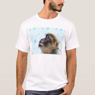 T-shirt Le Singe Regarde Le Papier Peint Moderne Du Milieu