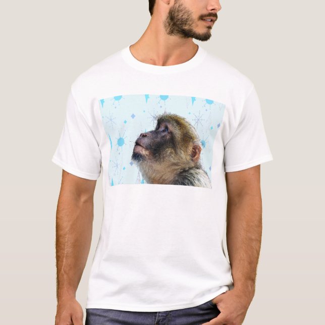 T-shirt Le Singe Regarde Le Papier Peint Moderne Du Milieu (Devant)