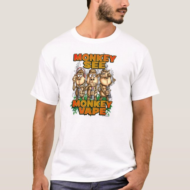T-shirt Le singe voient la chemise blanche de base de Vape (Devant)