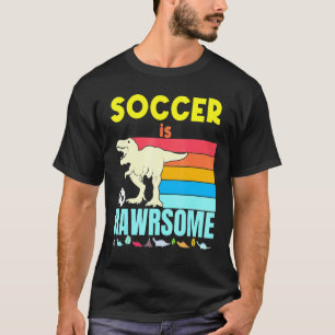 T-shirt Le Soccer Est Super Garçons Filles Football Dinosa