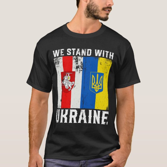 T-shirt Le Soutien Biélorusse À L'Ukraine Nous Sommes Avec (Devant)