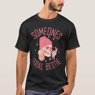 T-shirt Le squelette d'Halloween du bestin feral de quelqu