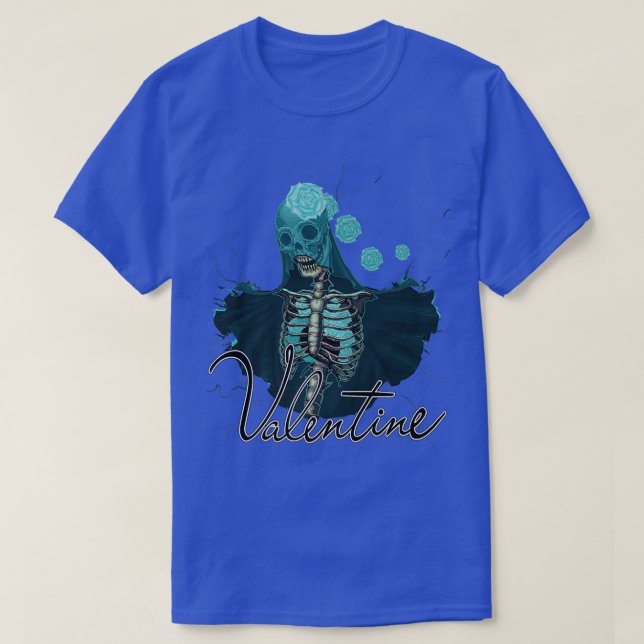 T-shirt Le squelette vêtu d'une robe de mariage rose est s (Design devant)