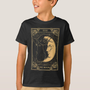T-shirt Le Tarot Lune Xvii Inspiré Chat Noir sorcier Casqu