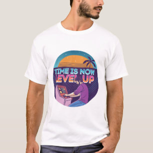 T-shirt Le Temps Est Maintenant Level Up Rétro Gamer Arcad