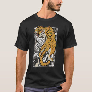 T-shirt Le Tigre Japonais Samurai Guerrier Animal Combattr