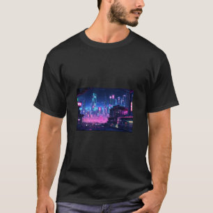 T-shirt Le toit de la ville de nuit de Cyberpunk