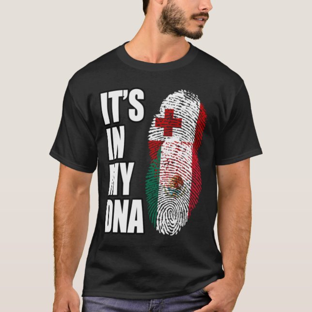 T-shirt Le Tongan Et Le Mexique Mélangent Le Drapeau D'ADN (Devant)