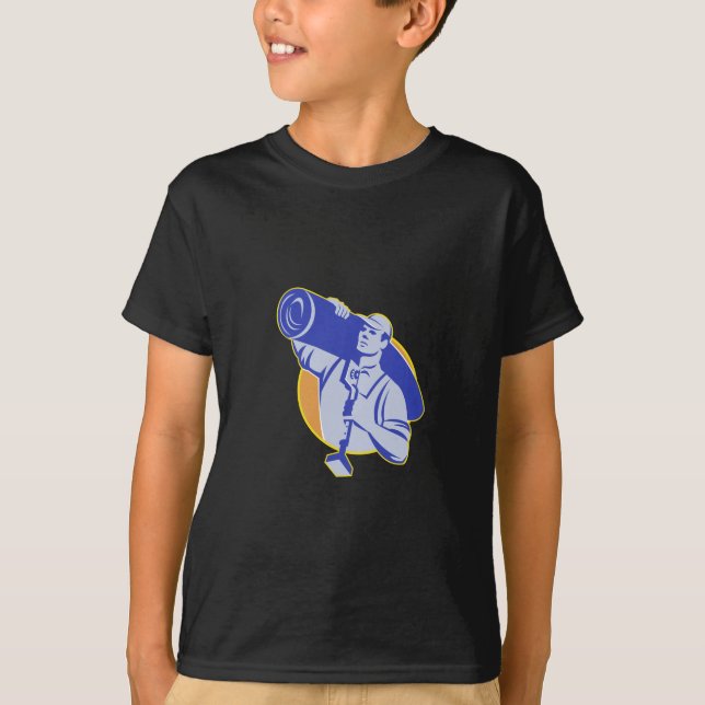 T-shirt Le travailleur de couche de tapis portent l'outil (Devant)